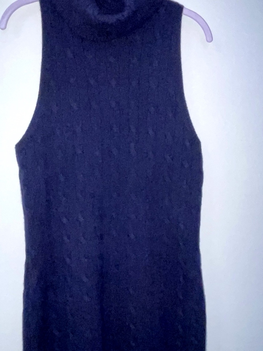 RUGBY Ralph Lauren Sweater Dress XL Cashmere Wool Navy Blue Cable Knit Cowl Neck - Picture 6 of 10